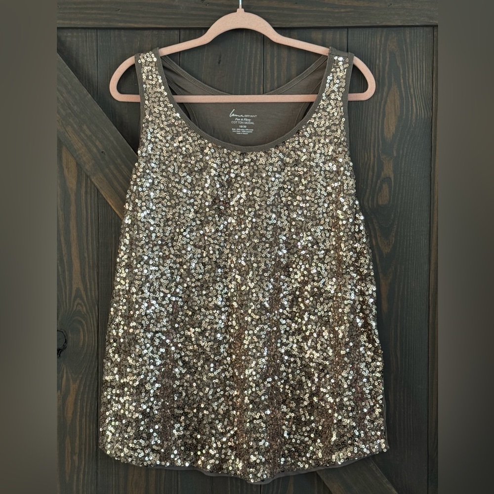 Lane Bryant Women’s Sequin Tank‎ Top Bronze Plus Size 18/20